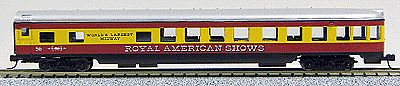 Con-Cor 40173 N Scale 85' Smooth-Side Observation - Ready to Run w/Micro-Trains(R) Couplers -- Royal American Shows