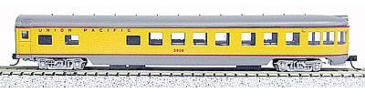 Con-Cor 40175 N Scale 85' Smooth-Side Observation - Ready to Run w/Micro-Trains(R) Couplers -- Union Pacific (Armour Yellow, gray)
