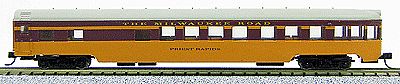 Con-Cor 40186 N Scale 85' Smooth-Side Observation - Ready to Run w/Micro-Trains(R) Couplers -- Milwaukee Road (Hiawatha, orange, maroon)