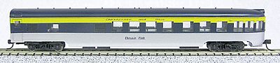 Con-Cor 40191 N Scale 85' Smooth-Side Observation - Ready to Run w/Micro-Trains(R) Couplers -- Chesapeake & Ohio (blue, yellow, gray)