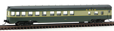 Con-Cor 40198 N Scale 85' Smooth-Side Observation - Ready to Run w/Micro-Trains(R) Couplers -- Erie (green, cream)