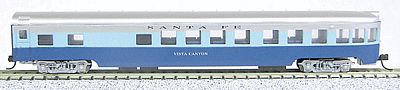 Con-Cor 40202 N Scale 85' Smooth-Side Observation - Ready to Run w/Micro-Trains(R) Couplers -- Santa Fe (Blue Goose, 2-Tone Blue, silver)
