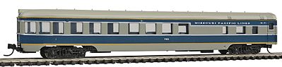 Con-Cor 40203 N Scale 85' Smooth-Side Observation - Ready to Run w/Micro-Trains(R) Couplers -- Missouri Pacific "Eagle" (gray, blue, silver)