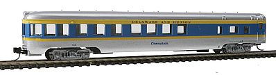 Con-Cor 40207 N Scale 85' Smooth-Side Observation - Ready to Run w/Micro-Trains(R) Couplers -- Delaware & Hudson (gray, blue, yellow)