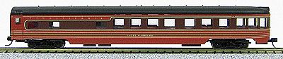 Con-Cor 40208 N Scale 85' Smooth-Side Observation - Ready to Run w/Micro-Trains(R) Couplers -- Pennsyllvania Railroad (Loewy Fleet of Modernism, red, tuscan)