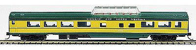 Con-Cor 40238 N Scale 85' Smooth-Side Mid-Train Dome - Ready to Run w/Micro-Trains(R) Couplers -- Chicago & North Western (yellow, green)