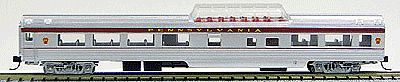 Con-Cor 40239 N Scale 85' Smooth-Side Mid-Train Dome - Ready to Run w/Micro-Trains(R) Couplers -- Pennsylvania Railroad (Loewy Fleet of Modernism, red, tuscan Letterboard)