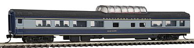 Con-Cor 40240 N Scale 85' Smooth-Side Mid-Train Dome - Ready to Run w/Micro-Trains(R) Couplers -- Baltimore & Ohio (blue, gray)