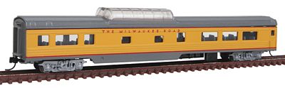 Con-Cor 40242 N Scale 85' Smooth-Side Mid-Train Dome - Ready to Run w/Micro-Trains(R) Couplers -- Milwaukee Road (Armour Yellow, gray)