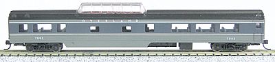 Con-Cor 40247 N Scale 85' Smooth-Side Mid-Train Dome - Ready to Run w/Micro-Trains(R) Couplers -- Union Pacific Overland (gray)