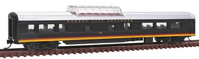 Con-Cor 40250 N Scale 85' Smooth-Side Mid-Train Dome - Ready to Run w/Micro-Trains(R) Couplers -- Kansas City Southern (black, red, yellow)