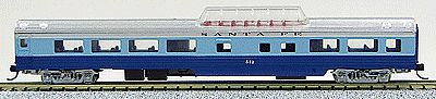 Con-Cor 40252 N Scale 85' Smooth-Side Mid-Train Dome - Ready to Run w/Micro-Trains(R) Couplers -- Santa Fe (Blue Goose, 2-Tone Blue, silver)