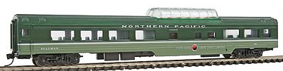 Con-Cor 40255 N Scale 85' Smooth-Side Mid-Train Dome - Ready to Run w/Micro-Trains(R) Couplers -- Northern Pacific (Two-Tone Green)