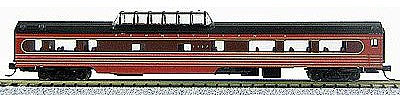 Con-Cor 40258 N Scale 85' Smooth-Side Mid-Train Dome - Ready to Run w/Micro-Trains(R) Couplers -- Pennsyllvania Railroad (Loewy Fleet of Modernism, red, tuscan)