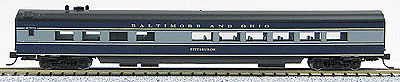 Con-Cor 40290 N Scale 85' Smooth-Side Diner - Ready to Run w/Micro-Trains(R) Couplers -- Baltimore & Ohio (blue, gray)