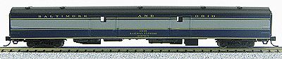 Con-Cor 40340 N Scale 85' Smooth-Side Full Baggage - Ready to Run w/Micro-Trains(R) Couplers -- Baltimore & Ohio (blue, gray)