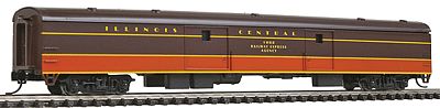 Con-Cor 40349 N Scale 85' Smooth-Side Full Baggage - Ready to Run w/Micro-Trains(R) Couplers -- Illinois Central (brown, orange)
