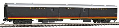 Con-Cor 40350 N Scale 85' Smooth-Side Full Baggage - Ready to Run w/Micro-Trains(R) Couplers -- Kansas City Southern (black, red, yellow)