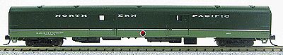 Con-Cor 40355 N Scale 85' Smooth-Side Full Baggage - Ready to Run w/Micro-Trains(R) Couplers -- Northern Pacific (Two-Tone Green)