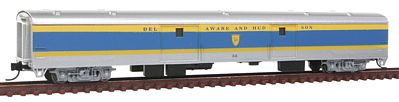 Con-Cor 40357 N Scale 85' Smooth-Side Full Baggage - Ready to Run w/Micro-Trains(R) Couplers -- Delaware & Hudson (gray, blue, yellow)
