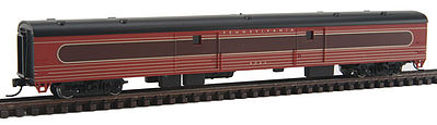 Con-Cor 40358 N Scale 85' Smooth-Side Full Baggage - Ready to Run w/Micro-Trains(R) Couplers -- Pennsylvania Railroad (Loewy Fleet of Modernism, red, tuscan)