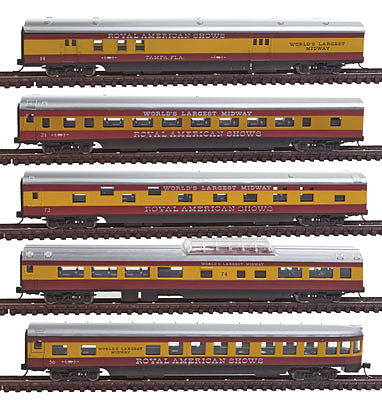 Con-Cor 40373 N Scale 85' Smooth-Side 5-Car Set - Ready to Run w/Micro-Trains(R) Couplers -- Royal American Shows