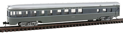 Con-Cor 40396 N Scale 85' Smooth-Side 5-Car Set - Ready to Run w/Micro-Trains(R) Couplers -- Santa Fe (Scout, 2-Tone Gray, silver)