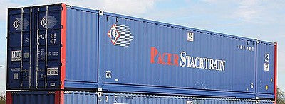 Con-Cor 4048035 N Scale 48' Intermodal Container 2-Pack - Ready to Run -- Pacer Stacktrain (blue, white, red)
