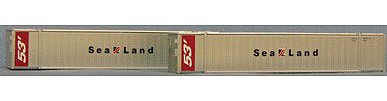 Con-Cor 4053005 N Scale 53' Container 2-Pack - Assembled -- Sealand (silver, red, black)