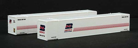 Con-Cor 4053109 N Scale Monon 53' Rivet-Side Container 2-Pack - Ready to Run -- Burlington Northern Set 1 (America Scheme, white, red, blue)