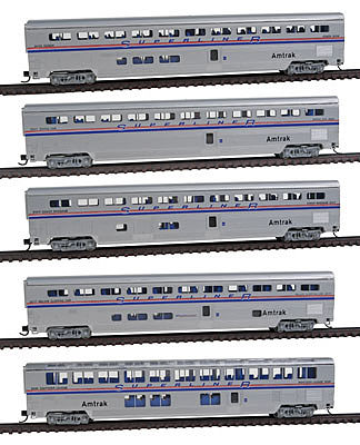 Con-Cor 40673 N Scale 85' Superliner 5-Pack -- Amtrak (Phase IV)