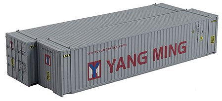 Con-Cor 4083602 HO Scale 45' Euro-International Standard Corrugated Container 2-Pack - Assembled -- Yang Ming Set #2 (gray, red, blue, white)