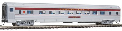 Con-Cor 41253 N Scale Budd 85' Corrugated-Side Coach - Ready to Run -- Pennsylvania Railroad (silver, tuscan Letterboard, Small Keystone)