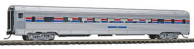 Con-Cor 41259 N Scale Budd 85' Corrugated-Side Coach - Ready to Run -- Amtrak (Phase III, silver, red, white, blue)