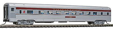 Con-Cor 41260 N Scale Budd 85' Corrugated-Side Coach - Ready to Run -- Canadian Pacific (silver, maroon)