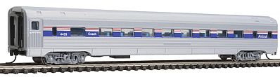 Con-Cor 41261 N Scale Budd 85' Corrugated-Side Coach - Ready to Run -- Amtrak (Phase IV, silver, blue, red)