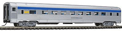 Con-Cor 41263 N Scale Budd 85' Corrugated-Side Coach - Ready to Run -- VIA Rail Canada (silver, blue, yellow)
