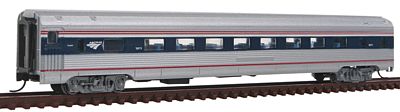 Con-Cor 41268 N Scale Budd 85' Fluted-Side Coach - Ready to Run -- Amtrak #5875 (Phase IVb, silver, Wide blue & Thin red Stripe, Wave Logo)
