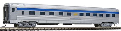 Con-Cor 41288 N Scale Budd 85' Corrugated-Side 10-6 Sleeper - Ready to Run -- VIA Rail Canada (silver, blue, yellow)