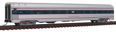 Con-Cor 41295 N Scale Budd 85' Fluted-Side 10-6 Sleeper - Ready to Run -- Amtrak #2027 (Phase IVb, silver, Wide blue & Thin red Stripe, Wave Logo)