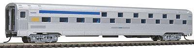 Con-Cor 41313 N Scale Budd 85' Corrugated-Side 24-8 Slumbercoach - Ready to Run -- VIA Rail Canada (silver, blue, yellow)