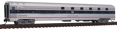 Con-Cor 41319 N Scale Budd 85' Corrugated-Side 24-8 Slumbercoach - Ready to Run -- Amtrak #2071 (Phase IVb, silver, Wide blue & Thin red Stripe, Wave Logo)