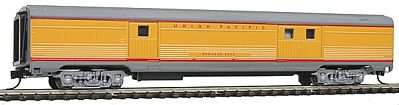 Con-Cor 41339 N Scale Budd Streamlined Corrugated Side 72' Baggage -- Union Pacific (gray, yellow & red)