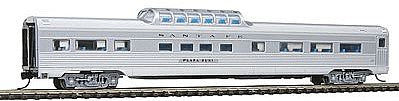 Con-Cor 41351 N Scale Budd 85' Corrugated-Side Mid-Train Dome - Ready to Run -- Santa Fe (silver)