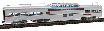 Con-Cor 41353 N Scale Budd 85' Corrugated-Side Mid-Train Dome - Ready to Run -- Pennsylvania Railroad (silver, tuscan Letterboard, Small Keystone)
