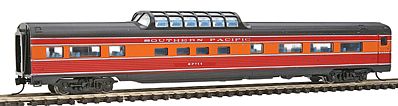 Con-Cor 41366 N Scale Budd 85' Corrugated-Side Mid-Train Dome - Ready to Run -- Southern Pacific (Daylight, red, orange, black)