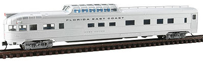 Con-Cor 41383 N Scale Budd 85' Corrugated-Side Dome-Observation - Ready to Run -- Florida East Coast (silver)