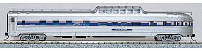 Con-Cor 41386 N Scale Budd 85' Corrugated-Side Dome-Observation - Ready to Run -- Amtrak (Phase IV, silver, blue, red)