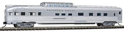 Con-Cor 41387 N Scale Budd 85' Corrugated-Side Dome-Observation - Ready to Run -- California Zephyr (silver)