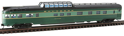 Con-Cor 41390 N Scale Budd 85' Corrugated-Side Dome-Observation - Ready to Run -- Southern Railway (Crescent, 2-Tone Green)
